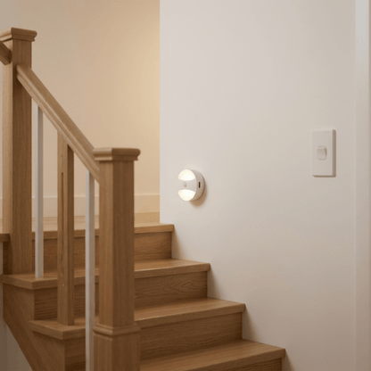 Motion-activated night light (2-pack) — installed along a stairway